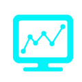 An image of a computer with a line chart on it